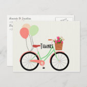 ヴィンテージ自転車とチューリップの感謝 ポストカード (正面/裏面)