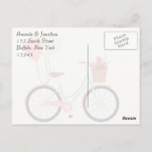 ヴィンテージ自転車とチューリップの感謝 ポストカード (裏面)