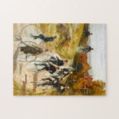 ヴィンテージ自転車に乗る国のキャンバスプリント ジグソーパズル (横)