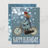 ヴィンテージ自転車の女の子 - 誕生日 ポストカード (正面/裏面)