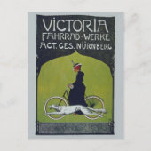 ヴィンテージ自転車の女性と犬 ポストカード (正面)