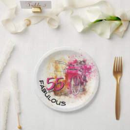 ヴィンテージ自転車の水彩素晴らしい55誕生日 ペーパープレート