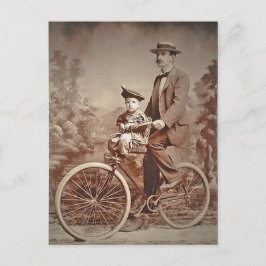 ヴィンテージ自転車の親子 ポストカード