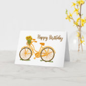 ヴィンテージ自転車の誕生日 カード (黄色い花)