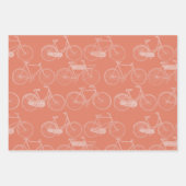 ヴィンテージ自転車イラストレーションブルーオレンジグリーン ラッピングペーパーシート (正面3)