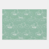 ヴィンテージ自転車イラストレーションブルーオレンジグリーン ラッピングペーパーシート (正面2)