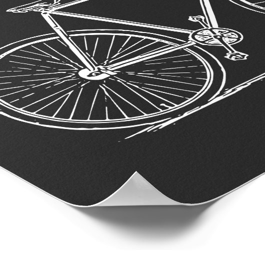 ヴィンテージ自転車イラストレーション白黒 ポスター (角)