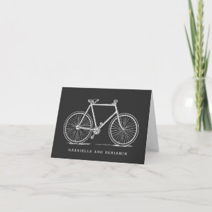 ヴィンテージ自転車イラストレーション(黒パーソナライズされた) ノートカード