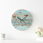 ヴィンテージ自転車ウォールクロックアクアオハッピーデイ ラージ壁時計 (ホーム)