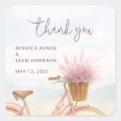 ヴィンテージ自転車エンゲージメントパーティーのお礼 スクエアシール (正面)