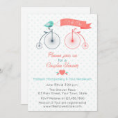 ヴィンテージ自転車カップルブライダルシャワーの招待 招待状 (正面/裏面)