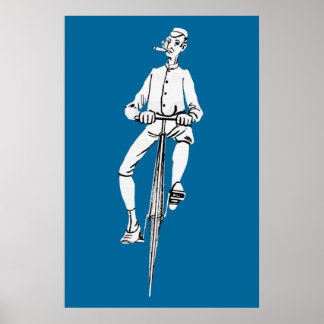 ヴィンテージ自転車ガイ喫煙シガーグラフィックおもしろい ポスター