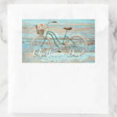 ヴィンテージ自転車ステッカーOhハッピーデイアクア 長方形シール (バッグ)