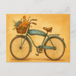 ヴィンテージ自転車バスケットフラワー いつでも贈れるギフト シーズンポストカード