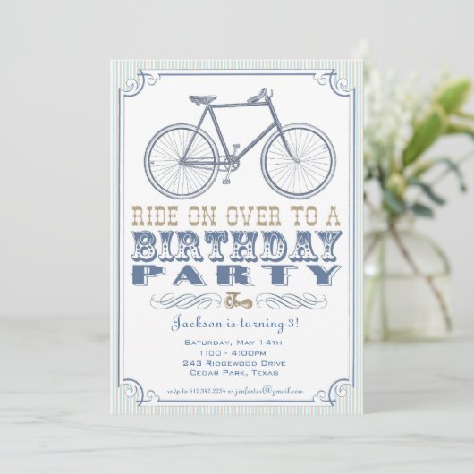 ヴィンテージ自転車パーティの招待状 招待状 (スタンド正面)