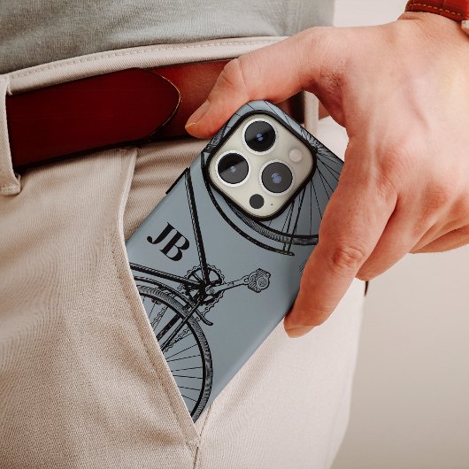 ヴィンテージ自転車モノグラムミニマル自転車 Case-Mate iPhoneケース