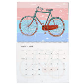ヴィンテージ自転車レトロ背景イラストレーション カレンダー (3月 2026)
