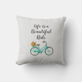 ヴィンテージ自転車引用文ビューティフルライドイラストレーション クッション (正面)