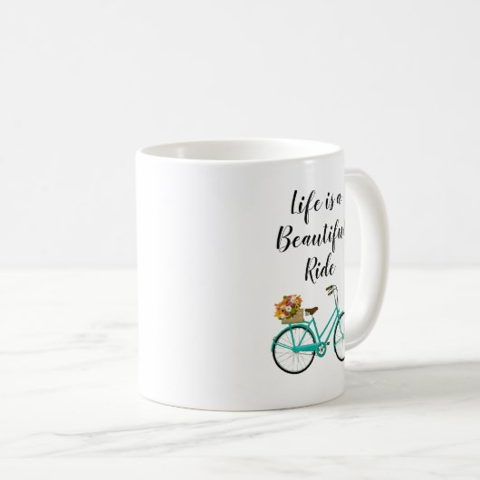 ヴィンテージ自転車引用文ビューティフルライドイラストレーション コーヒーマグカップ (正面右)