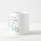 ヴィンテージ自転車引用文ビューティフルライドイラストレーション コーヒーマグカップ (正面左)