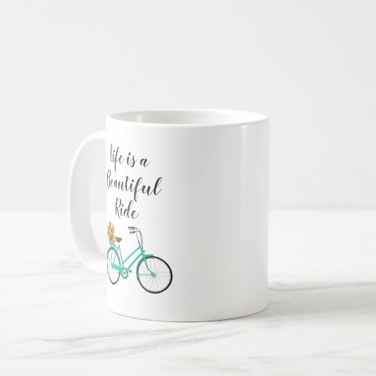 ヴィンテージ自転車引用文ビューティフルライドイラストレーション コーヒーマグカップ (正面左)