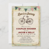 ヴィンテージ自転車旅行カップルのシャワー招待状 招待状 (正面)