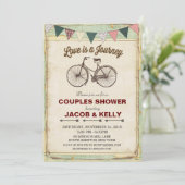 ヴィンテージ自転車旅行カップルのシャワー招待状 招待状 (スタンド正面)