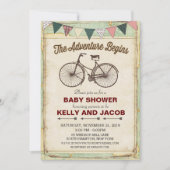 ヴィンテージ自転車旅行ベビーシャワー招待状 招待状 (正面)