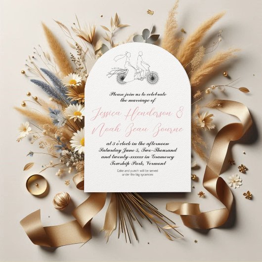 ヴィンテージ自転車用コテージコアピンク 招待状