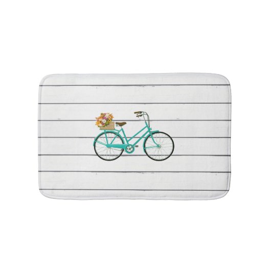 ヴィンテージ自転車用花籠図案浴用マット バスマット (正面)
