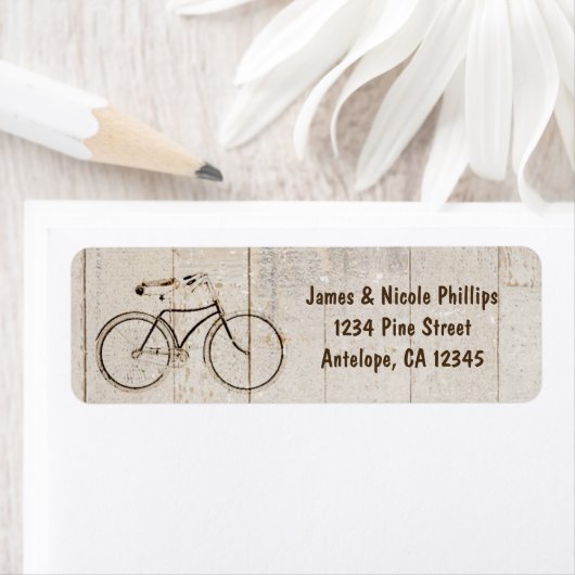 ヴィンテージ自転車素朴木材住所 シール (インサイチュ)