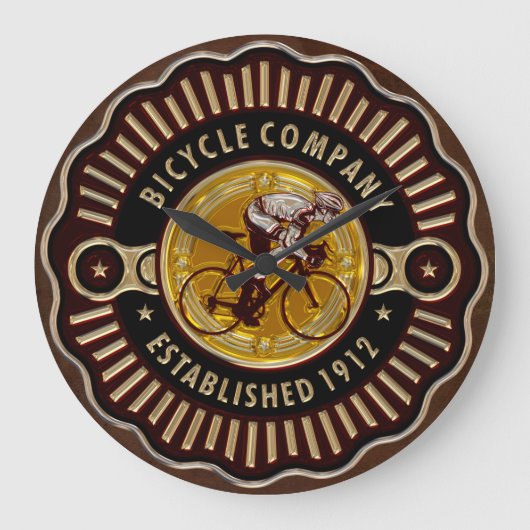 ヴィンテージ自転車11時のオプション ラージ壁時計 (正面)