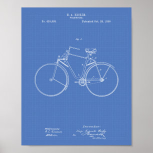 ヴィンテージ自転車1890特許技術 – 設計図 ポスター