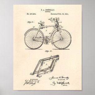 ヴィンテージ自転車1891パテントアートオールドピーパー ポスター