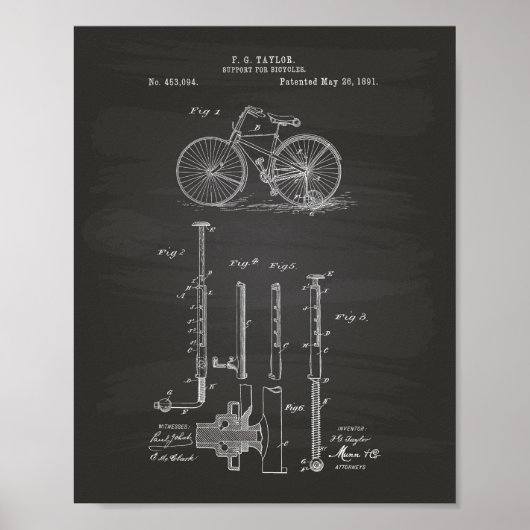 ヴィンテージ自転車1891パテントアートシャルボード ポスター (正面)