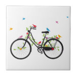 ヴィンテージ自転車 タイル<br><div class="desc">古いヴィンテージの花鳥付き自転車、アートイラストレーション、ベクトルスケッチ。</div>