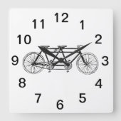 ヴィンテージ自転車/タンデムバイク スクエア壁時計 (正面)