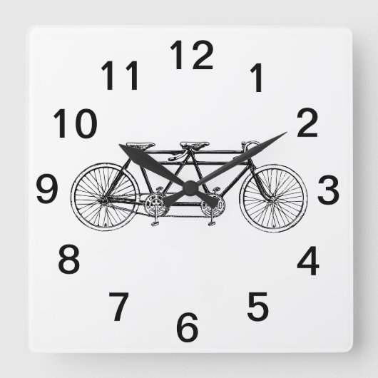 ヴィンテージ自転車/タンデムバイク スクエア壁時計 (正面)
