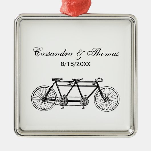 ヴィンテージ自転車/タンデムバイク メタルオーナメント (正面)