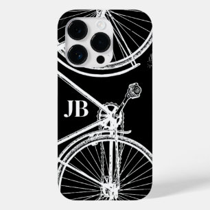 ヴィンテージ自転車 モノグラム ブラック ホワイト サイクリング Case-Mate iPhone 14 PROケース