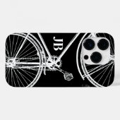 ヴィンテージ自転車 モノグラム ブラック ホワイト サイクリング Case-Mate iPhoneケース (裏面 (横))