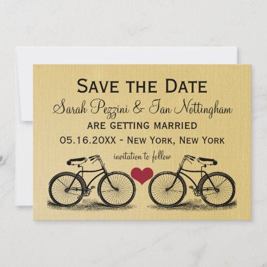 ヴィンテージ自転車 Save the Date ウェディングカード セーブザデート (正面)
