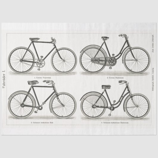 ヴィンテージ自転車Ephemera Decopage 薄葉紙 (正面)