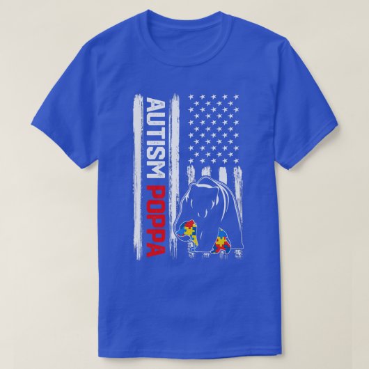 ヴィンテージ自閉症ポッパベアーアメリカン国旗認識度 Tシャツ (デザイン正面)