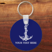 ヴィンテージ航海のいかりここにテキストをロープ キーホルダー (正面)