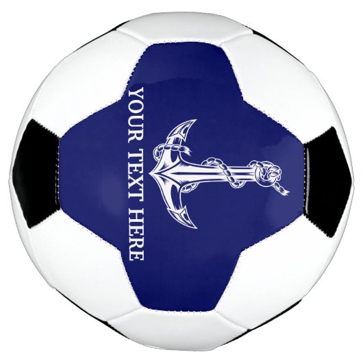 ヴィンテージ航海のいかりここにテキストをロープ サッカーボール (回転)