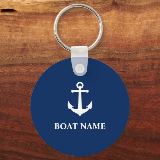 ヴィンテージ航海のいかりとボート名 キーホルダー (正面)