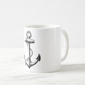 ヴィンテージ航海のいかりイラストレーション コーヒーマグカップ (正面右)