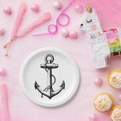 ヴィンテージ航海のいかりイラストレーション ペーパープレート (パーティー)