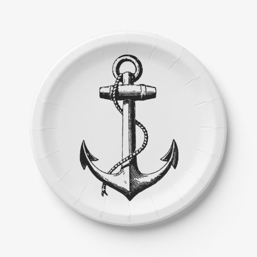 ヴィンテージ航海のいかりイラストレーション ペーパープレート (正面)